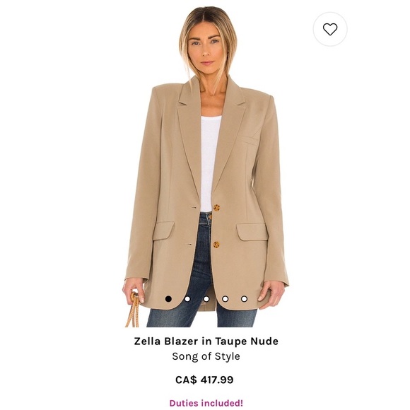 🆕 Song of Style Zella Blazer in Taupe Nude - REVOLVE - Picture 3 of 3